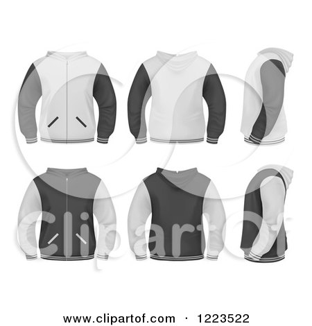 Clipart of Grayscale Mens Jackets - Royalty Free Vector Illustration by vectorace