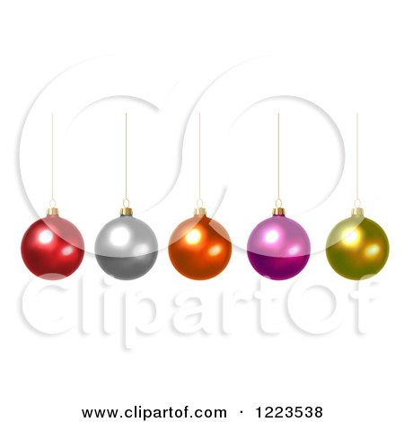 Clipart of 3d Colorful Suspended Christmas Baubles - Royalty Free Vector Illustration by vectorace