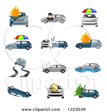 Clipart of Car Insurance Designs - Royalty Free Vector Illustration by vectorace