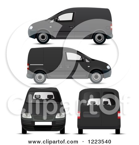 Clipart of a Gray Mini Van in Different Positions - Royalty Free Vector Illustration by vectorace