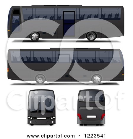 Clipart of a Gray Tour Bus - Royalty Free Vector Illustration by vectorace
