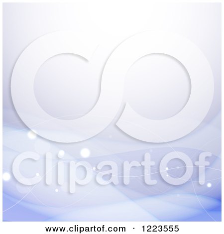 Clipart of an Abstract Background of Flares and Waves on Blue - Royalty Free Vector Illustration by vectorace
