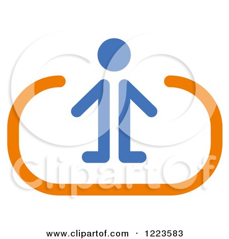 Clipart of a Blue Man and Orange Curves - Royalty Free Vector Illustration by vectorace