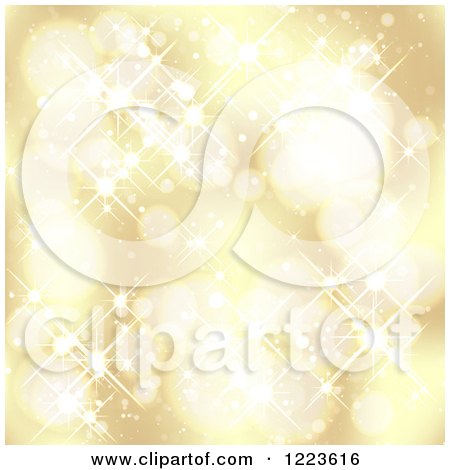 Clipart of a Golden Background of Bokeh Lights and Sparkles - Royalty Free Vector Illustration by vectorace