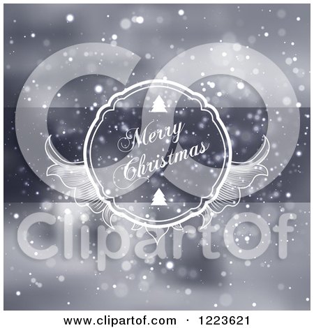 Clipart of a Merry Christmas Greeting in a Frame over Snow - Royalty Free Vector Illustration by vectorace
