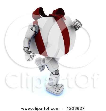 Clipart of a 3d Gift Box Character Running - Royalty Free Illustration by KJ Pargeter
