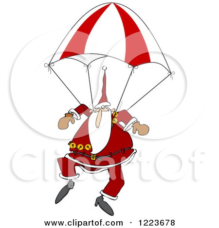 Clipart of Santa Descending with a Skydiving Parachute - Royalty Free Vector Illustration by djart