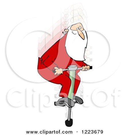 Clipart of Santa Bouncing on a Poto Stick - Royalty Free Illustration by djart