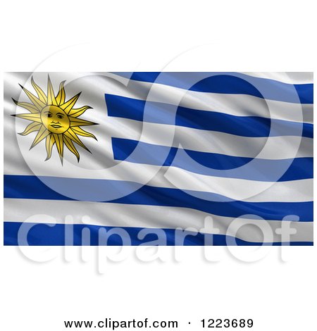 Clipart of a 3d Waving Flag of Uruguay with Rippled Fabric - Royalty Free Illustration by stockillustrations