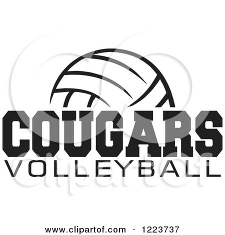 Clipart of a Black and White Ball with COUGARS VOLLEYBALL Text - Royalty Free Vector Illustration by Johnny Sajem