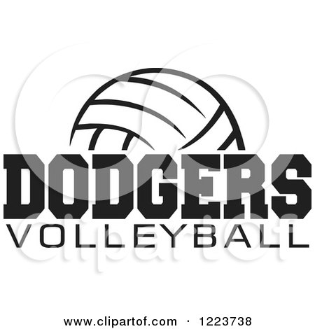 Clipart of a Black and White Ball with DODGERS VOLLEYBALL Text - Royalty Free Vector Illustration by Johnny Sajem