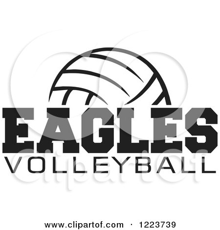 Clipart of a Black and White Ball with EAGLES VOLLEYBALL Text - Royalty Free Vector Illustration by Johnny Sajem