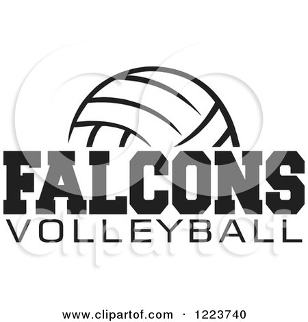 Clipart of a Black and White Ball with FALCONS VOLLEYBALL Text - Royalty Free Vector Illustration by Johnny Sajem