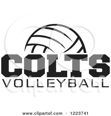 Clipart of a Black and White Ball with COLTS VOLLEYBALL Text - Royalty Free Vector Illustration by Johnny Sajem