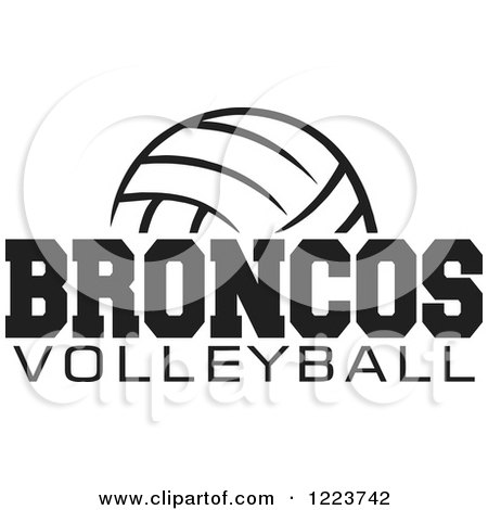 Clipart of a Black and White Ball with BRONCOS VOLLEYBALL Text - Royalty Free Vector Illustration by Johnny Sajem