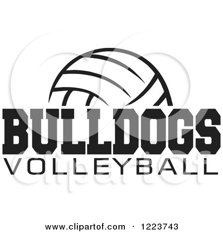 Clipart of a Black and White Ball with BULLDOGS VOLLEYBALL Text - Royalty Free Vector Illustration by Johnny Sajem