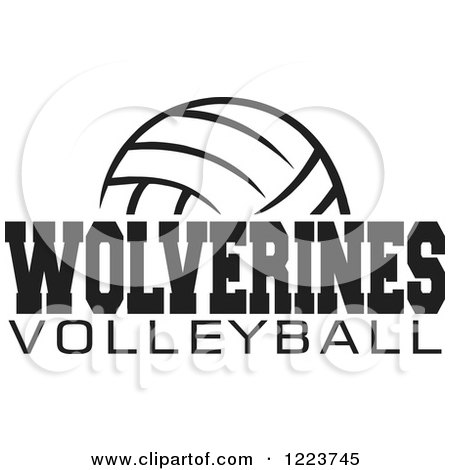 Clipart of a Black and White Ball with WOLVERINES VOLLEYBALL Text - Royalty Free Vector Illustration by Johnny Sajem