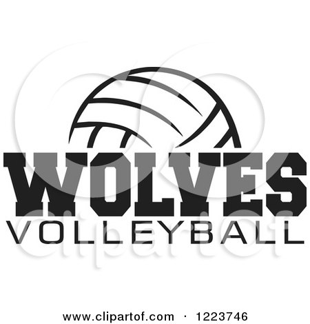 Clipart of a Black and White Ball with WOLVES VOLLEYBALL Text - Royalty Free Vector Illustration by Johnny Sajem