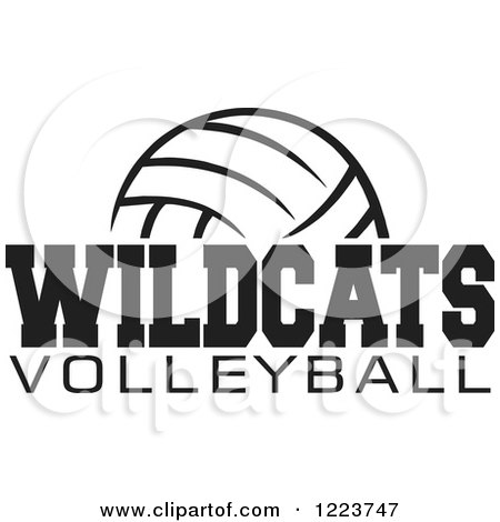 Clipart of a Black and White Ball with WILDCATS VOLLEYBALL Text - Royalty Free Vector Illustration by Johnny Sajem