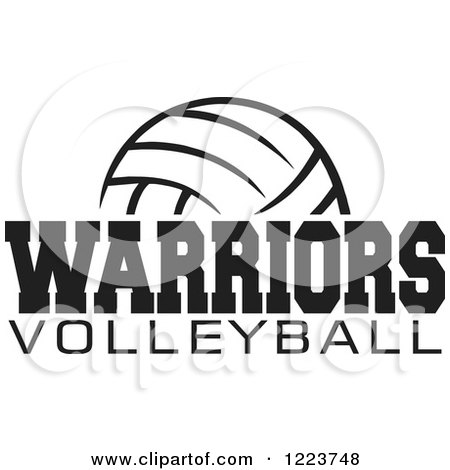 Clipart of a Black and White Ball with WARRIORS VOLLEYBALL Text - Royalty Free Vector Illustration by Johnny Sajem