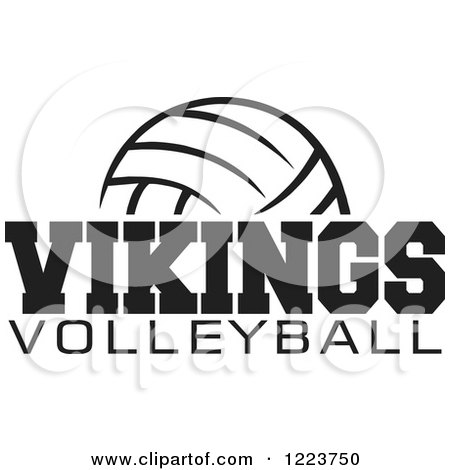 Clipart of a Black and White Ball with VIKINGS VOLLEYBALL Text - Royalty Free Vector Illustration by Johnny Sajem