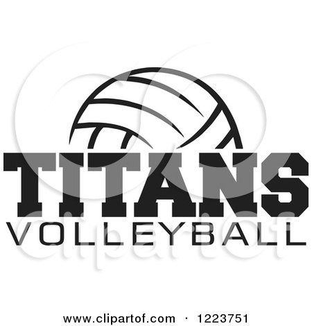 Clipart of a Black and White Ball with TITANS VOLLEYBALL Text - Royalty Free Vector Illustration by Johnny Sajem