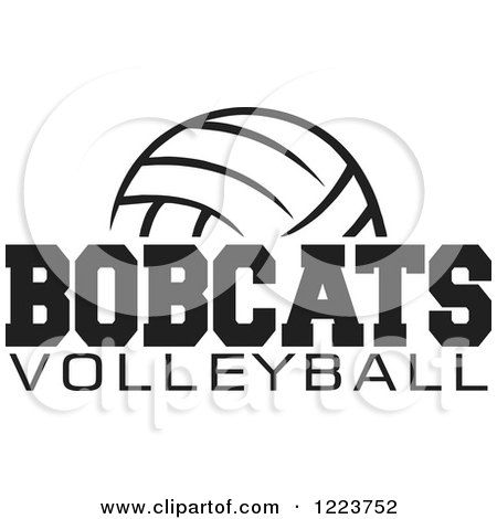 Clipart of a Black and White Ball with BOBCATS VOLLEYBALL Text - Royalty Free Vector Illustration by Johnny Sajem