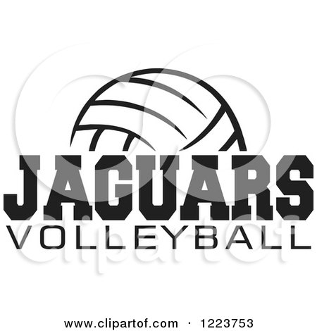 Clipart of a Black and White Ball with JAGUARS VOLLEYBALL Text - Royalty Free Vector Illustration by Johnny Sajem