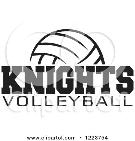 Clipart of a Black and White Ball with KNIGHTS VOLLEYBALL Text - Royalty Free Vector Illustration by Johnny Sajem