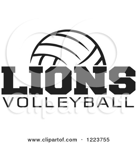 Clipart of a Black and White Ball with LIONS VOLLEYBALL Text - Royalty Free Vector Illustration by Johnny Sajem