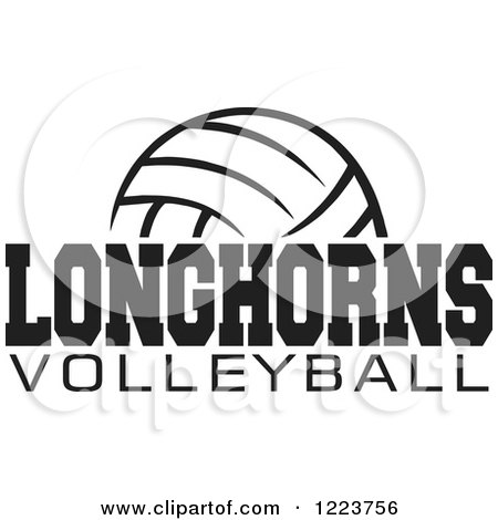 Clipart of a Black and White Ball with LONGHORNS VOLLEYBALL Text - Royalty Free Vector Illustration by Johnny Sajem