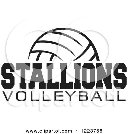 Clipart of a Black and White Ball with STALLIONS VOLLEYBALL Text - Royalty Free Vector Illustration by Johnny Sajem