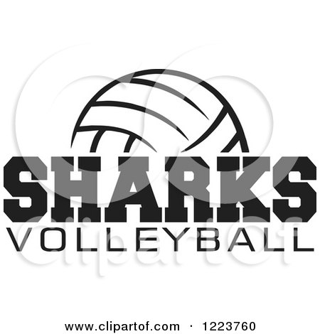 Clipart of a Black and White Ball with SHARKS VOLLEYBALL Text - Royalty Free Vector Illustration by Johnny Sajem