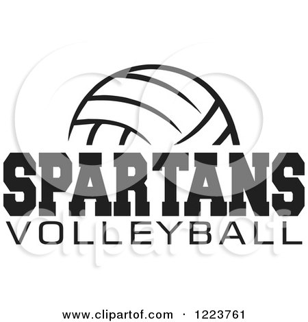 Clipart of a Black and White Ball with SPARTANS VOLLEYBALL Text - Royalty Free Vector Illustration by Johnny Sajem