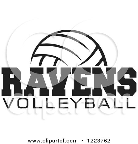 Clipart of a Black and White Ball with RAVENS VOLLEYBALL Text - Royalty Free Vector Illustration by Johnny Sajem