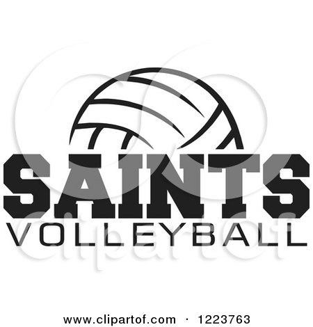 Clipart of a Black and White Ball with SAINTS VOLLEYBALL Text - Royalty Free Vector Illustration by Johnny Sajem