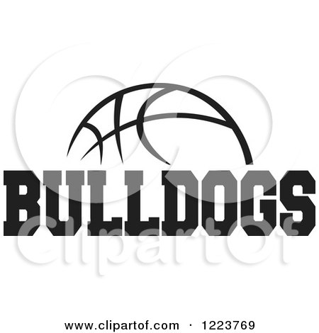 Clipart of a Black and White Basketball with BULLDOGS Text - Royalty Free Vector Illustration by Johnny Sajem