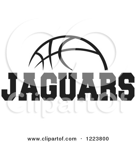 Clipart of a Black and White Basketball with JAGUARS Text - Royalty Free Vector Illustration by Johnny Sajem