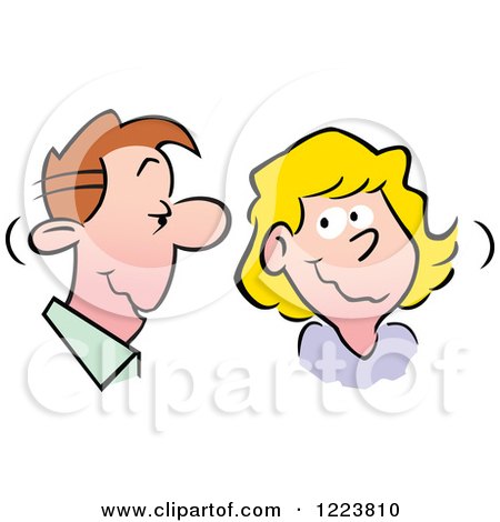 Clipart of a Man and Woman Talking over Embarassing Gossip - Royalty Free Vector Illustration by Johnny Sajem