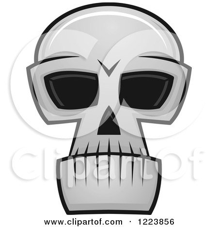 Clipart of a Grayscale Monster Skull 8 - Royalty Free Vector Illustration by Vector Tradition SM