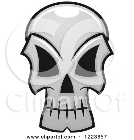 Clipart of a Grayscale Monster Skull 7 - Royalty Free Vector Illustration by Vector Tradition SM