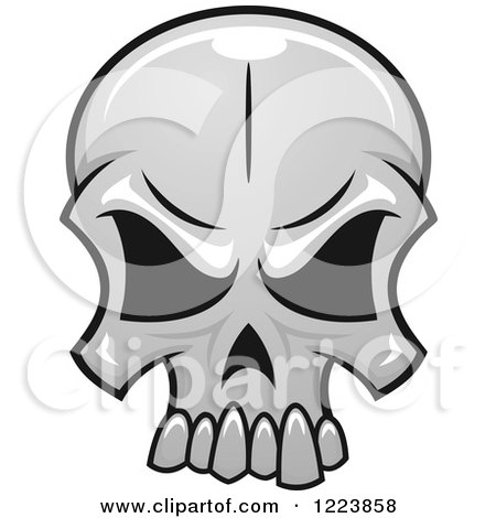 Clipart of a Grayscale Monster Skull 5 - Royalty Free Vector Illustration by Vector Tradition SM