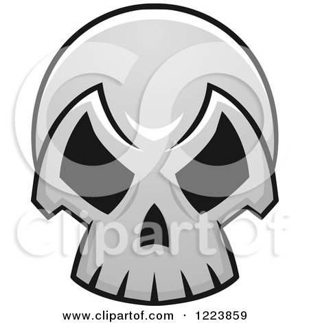 Clipart of a Grayscale Monster Skull 6 - Royalty Free Vector Illustration by Vector Tradition SM
