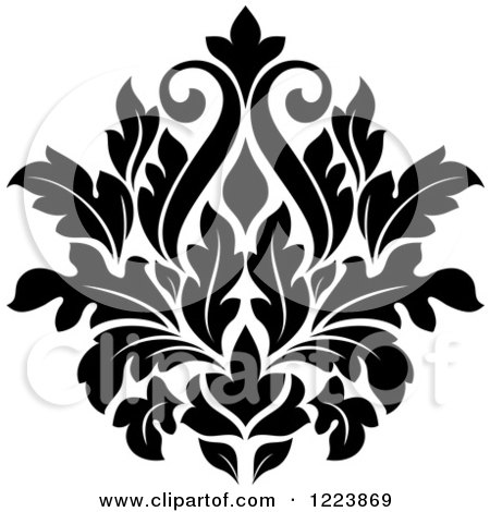 Clipart of a Black and White Floral Damask Design 20 - Royalty Free Vector Illustration by Vector Tradition SM