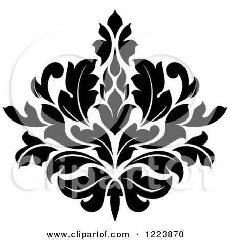 Clipart of a Black and White Floral Damask Design 19 - Royalty Free Vector Illustration by Vector Tradition SM