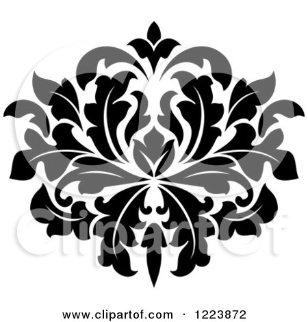 Clipart of a Black and White Floral Damask Design 23 - Royalty Free Vector Illustration by Vector Tradition SM
