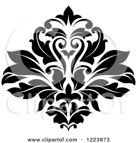 Clipart of a Black and White Floral Damask Design 22 - Royalty Free Vector Illustration by Vector Tradition SM