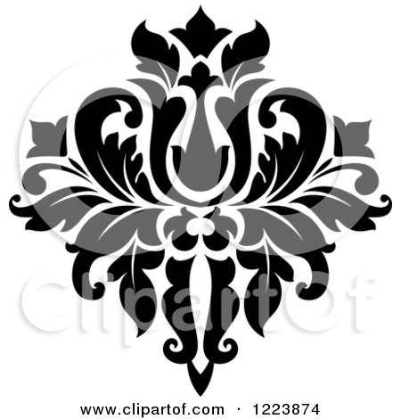 Clipart of a Black and White Floral Damask Design 21 - Royalty Free Vector Illustration by Vector Tradition SM