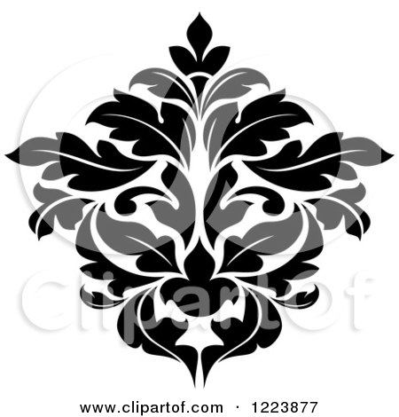 Clipart of a Black and White Floral Damask Design 24 - Royalty Free Vector Illustration by Vector Tradition SM