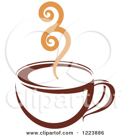Clipart of a Brown Coffee Cup with Tan Steam 2 - Royalty Free Vector Illustration by Vector Tradition SM